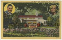 7d192 CLARK GABLE 4x6 postcard 1940s with Lombard at their ranch home in Encino, California!
