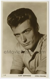 7d194 CLINT EASTWOOD English 4x6 postcard 1960s great youthful portrait of the Hollywood legend!