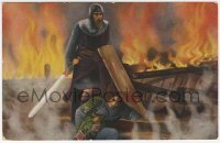 7d223 KRIEMHILD's REVENGE German 4x6 postcard 1924 Schlettow protects Biswanger by fire, Fritz Lang