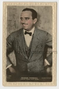 7d200 DOUGLAS FAIRBANKS SR #115Y English 4x6 postcard 1920s smiling c/u with hands on his hips!