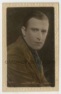 7d208 FRANK MAYO #151O English 4x6 postcard 1920s great portrait wearing corduroy jacket & scarf!