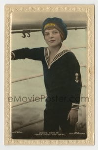 7d214 JACKIE COOGAN #147X English 4x6 postcard 1920s great portrait wearing sailor suit on ship!