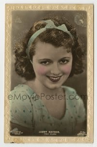 7d215 JANET GAYNOR #52D English 4x6 postcard 1920s beautiful head & shoulders smiling portrait!
