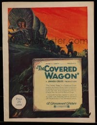 7d850 COVERED WAGON souvenir program book 1923 great Hibbiker art of pioneers on The Oregon Trail!
