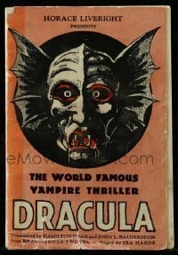 7d862 DRACULA stage play souvenir program book 1928 creepy vampire head art, Raymond Huntley, rare!