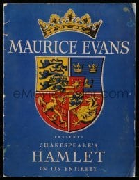 7d893 HAMLET stage play souvenir program book 1938 Maurice Evans, Shakespeare's entire classic!