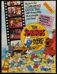 7d965 SMURFS & THE MAGIC FLUTE souvenir program book 1983 feature cartoon, great images!