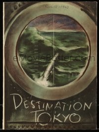 7d587 DESTINATION TOKYO promo brochure 1943 Cary Grant & John Garfield, unfolds to 12x35 poster!