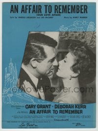 7d457 AFFAIR TO REMEMBER sheet music 1957 Cary Grant about to kiss Deborah Kerr, the title song!