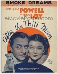 7d458 AFTER THE THIN MAN sheet music 1936 William Powell, Myrna Loy & Asta the dog, Smoke Dreams!