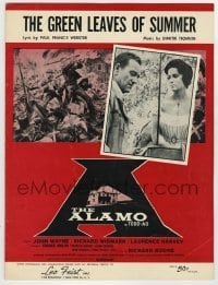 7d459 ALAMO sheet music 1960 John Wayne in the Texas War of Independence, The Green Leaves of Summer