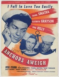 7d460 ANCHORS AWEIGH sheet music 1945 Frank Sinatra, Grayson, Gene Kelly, I Fall in Love Too Easily
