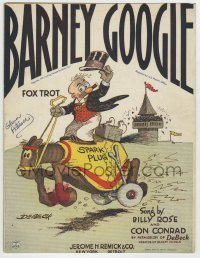 7d462 BARNEY GOOGLE sheet music 1923 Fox Trot, great comic strip cartoon artwork by Billy DeBeck!