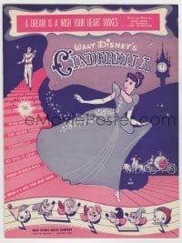 7d479 CINDERELLA sheet music 1950 Walt Disney cartoon classic, A Dream is a Wish Your Heart Makes!