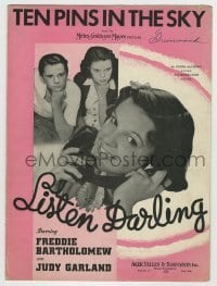 7d504 LISTEN DARLING sheet music 1938 Judy Garland, Freddie Bartholomew, Ten Pins In The Sky!