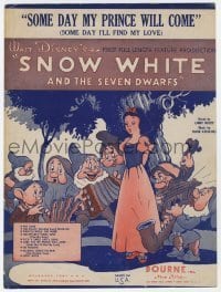 7d523 SNOW WHITE & THE SEVEN DWARFS sheet music R1970s Disney classic, Some Day My Prince Will Come!