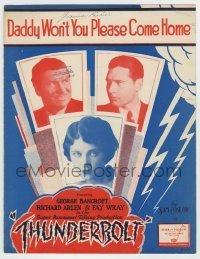 7d530 THUNDERBOLT sheet music 1929 George Bancroft, Fay Wray, Daddy Won't You Please Come Home!