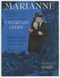 7d533 UNCERTAIN GLORY sheet music 1944 French Errol Flynn, Jean Sullivan, Marianne!