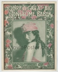 7d543 YOU'RE A GREAT BIG LONESOME BABY 11x14 sheet music 1917 portrait of Marion Davies by Sarony!