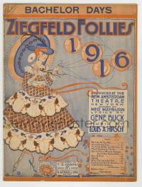 7d545 ZIEGFELD FOLLIES OF 1916 10x13 stage play sheet music 1916 art of girl w/balloons,Bachelor Day