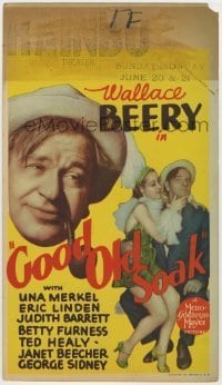7d024 GOOD OLD SOAK mini WC 1937 Wallace Beery, sexy showgirl Betty Furness, Ted Healy billed!