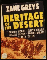 7d026 HERITAGE OF THE DESERT mini WC 1939 Zane Grey, Donald Woods & cowboys on horses!