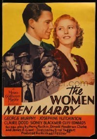 7d037 WOMEN MEN MARRY mini WC 1937 great close up of George Murphy & Josephine Hutchison!