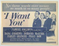 7d088 I WANT YOU herald 1951 Dana Andrews, Dorothy McGuire, Farley Granger, Peggy Dow