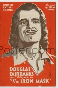 7d089 IRON MASK herald 1929 different artwork of Douglas Fairbanks, Sr. as D'Artagnan!