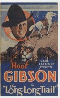 7d097 LONG LONG TRAIL herald 1929 great images of Hoot Gibson, The Screen's Greatest Thrill Rider!
