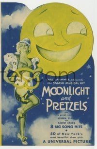 7d102 MOONLIGHT & PRETZELS die-cut herald 1933 Mary Brian, Leo Carrillo, great sexy artwork!