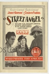 7d131 STREET ANGEL world premiere herald 1928 Janet Gaynor & Charles Farrell, Frank Borzage!