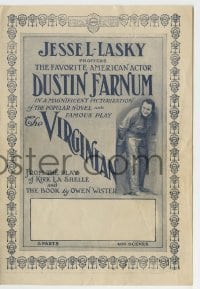 7d140 VIRGINIAN herald 1914 Cecil B. DeMille, Dustin Farnum, 1st filmed version of popular novel!