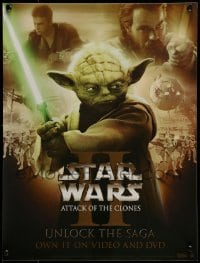 7f067 ATTACK OF THE CLONES 14x19 video poster 2002 Star Wars Episode II, also a window cling, Yoda!