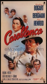 7f892 CASABLANCA 20x36 video poster R1988 cool different Bob Gleason art of Bogart, Bergman & cast!