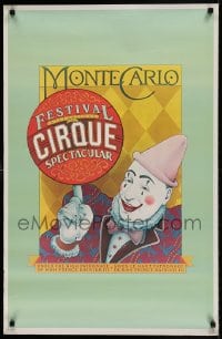 7f265 FESTIVAL INTERNATIONAL DU CIRQUE SPECTACULAR 24x36 circus poster 1960 artwork of a clown!