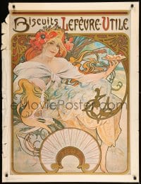 7f758 ALPHONSE MUCHA 31x40 English commercial poster 1980s great art, Biscuits Lefevre-Utile!