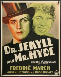 7f780 DR. JEKYLL & MR. HYDE 22x28 commercial poster 1980s Fredric March in full makeup as Mr. Hyde!