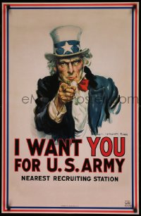 7f802 I WANT YOU FOR U.S. ARMY 22x35 commercial poster 1990s Uncle Sam by James Montgomery Flagg!
