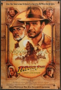 7f803 INDIANA JONES & THE LAST CRUSADE 27x40 German commercial poster 1994 Ford & Connery by Drew