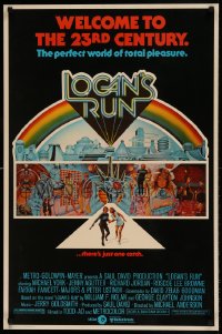 7f821 LOGAN'S RUN 23x35 commercial poster 1976 York & Jenny Agutter running away by Moll!