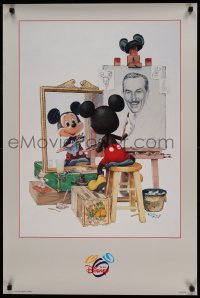 7f831 MICKEY MOUSE 24x36 commercial poster 1990s Mickey & Rockwell-esque self portrait!
