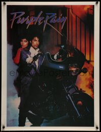 7f845 PURPLE RAIN 18x23 commercial poster 1984 Prince on motorcycle, in his first motion picture!
