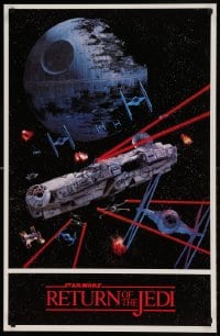 7f115 RETURN OF THE JEDI 22x34 commercial poster 1983 image of the Millennium Falcon in battle!