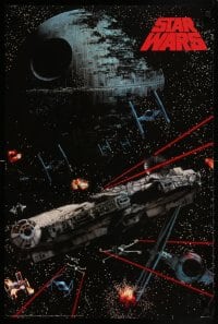 7f136 STAR WARS 24x36 commercial poster 1991 image of unfinished but operational Death Star!