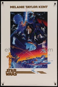 7f137 STAR WARS 24x36 commercial poster 1992 artwork of top cast by Melanie Taylor Kent!