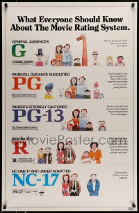 7f275 MOVIE RATING SYSTEM 1sh 1990 helpful MPAA guide, cool artwork by Clarke!