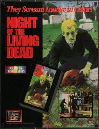 7f922 NIGHT OF THE LIVING DEAD 20x26 video poster R1986 Romero zombies, they scream louder in color!