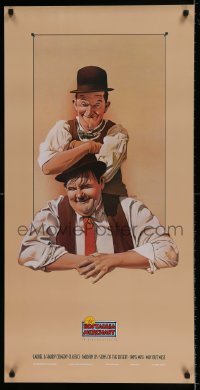 7f926 NOSTALGIA MERCHANT 20x40 video poster 1987 Nelson art of Stan Laurel & Oliver Hardy!