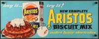 7f465 ARISTOS BISCUIT MIX 11x28 advertising poster 1950s buy it and try it to make shortcakes!
